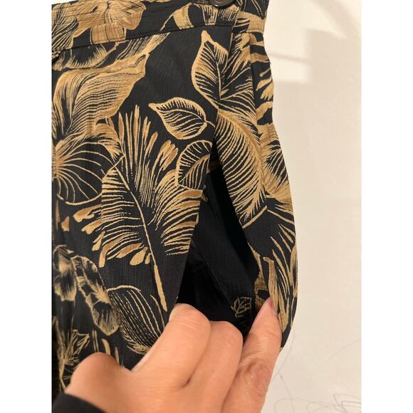 Jones New York Vintage Floral Pleated Rayon Midi Skirt 14 Black - Picture 4 of 5